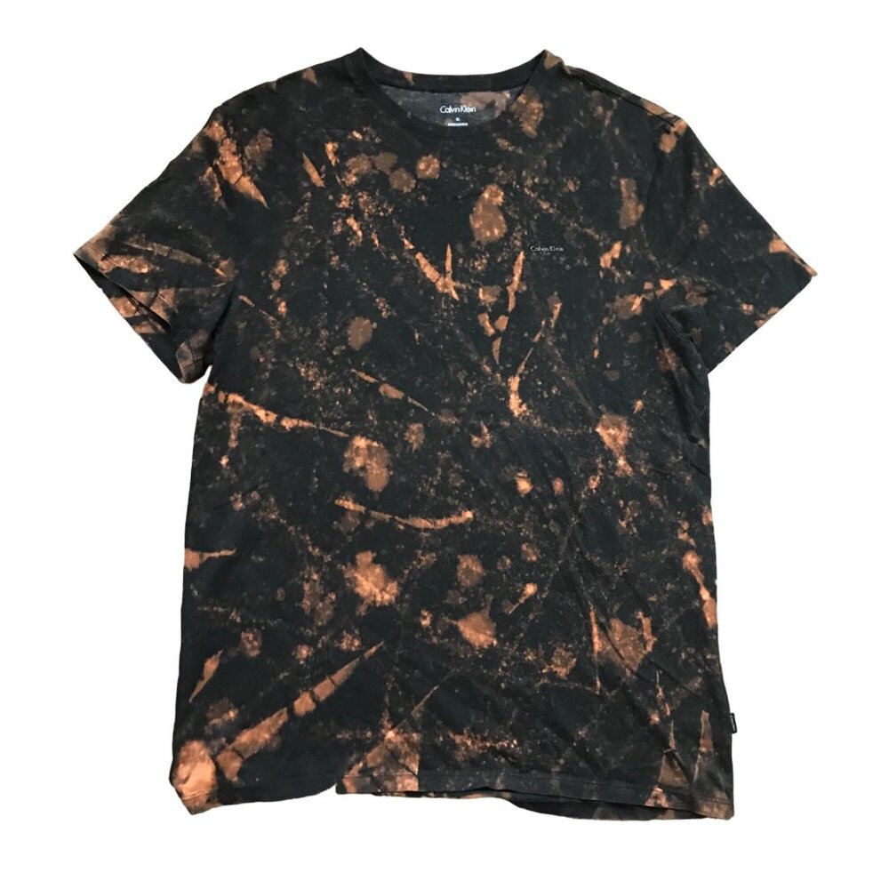Calvin Klein Bleach‎ Dye Crewneck Tee Women's Medium Pima Cotton Short Sleeves